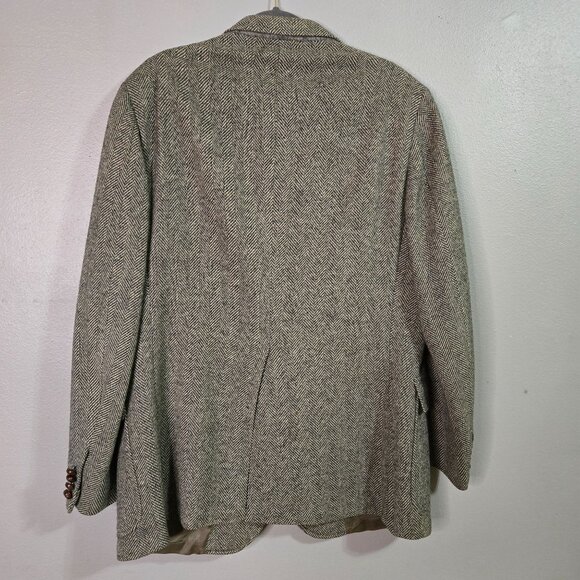 Vintage Sanger Harris Mens Wool Blazer Jacket USA Size 46 Herringbone Preppy Pro - Picture 2 of 16